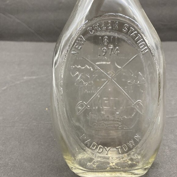 VTG New Creek Station Paddy Town M Glass Bottle Centennial Clear Keyser W VA 74 - Picture 2 of 10